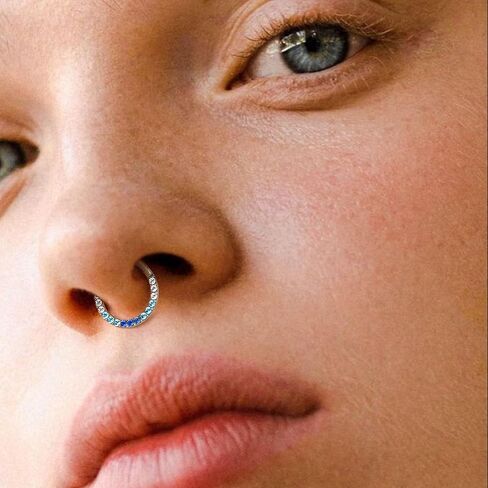 BodyBonita 16G Gradient CZ Septum Rings Jewelry - 316L Surgical Steel Nose Rings Hoops for Women 16G Nose Piercings Cartilage Earrings Helix Rook Tragus Daith Conch Piercing Jewelry 8mm in Saudi Arabia