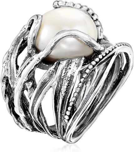 Ross-Simons 12-12.5mm Cultured Pearl Ring in Sterling Silver in Saudi Arabia