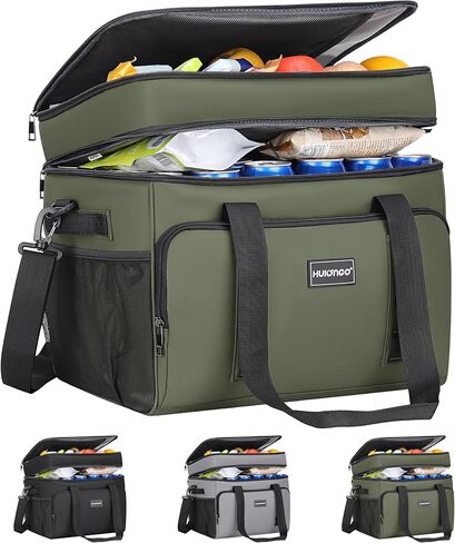Insulated Soft Cooler Bag, Large Ice Coolers Soft Sided Ice Chest for Beach, Camping, Car, Collapsible and Portable, 42L, 60Cans, Black in Saudi Arabia