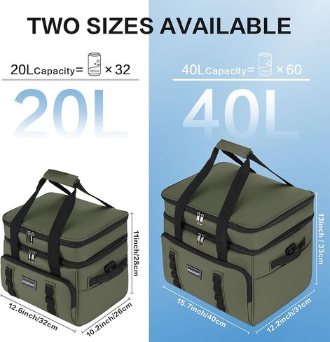 Insulated Soft Cooler Bag, Large Ice Coolers Soft Sided Ice Chest for Beach, Camping, Car, Collapsible and Portable, 42L, 60Cans, Black in Saudi Arabia