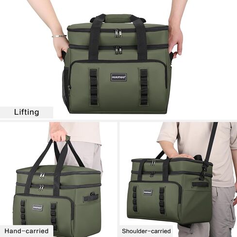 Insulated Soft Cooler Bag, Large Ice Coolers Soft Sided Ice Chest for Beach, Camping, Car, Collapsible and Portable, 42L, 60Cans, Black in Saudi Arabia