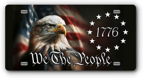 Patriotic Vanity Aluminum License Plate for Front of Trucks and Cars - Made in The USA - Universal Fit (1776 Eagle) in Saudi Arabia
