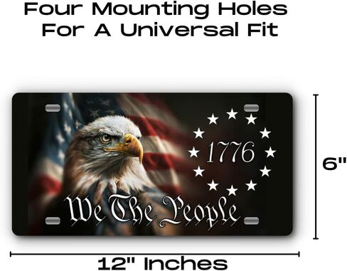Patriotic Vanity Aluminum License Plate for Front of Trucks and Cars - Made in The USA - Universal Fit (1776 Eagle) in Saudi Arabia