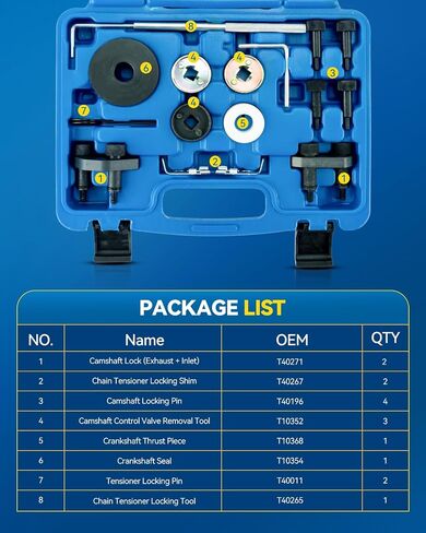 PHILTOP Engine Timing Tool Kit Camshaft Locking Tool Fit for Audi A3 A4 A5 A6 Q5 TT/TT Quattro 2.0T, Camshaft Tensioning Locking Alignment Timing Belt Tool Kit XC4111C in Saudi Arabia