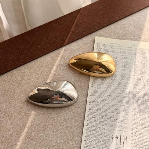 Chunky Teardrop Brooch for Women Men Gold/Silver Plated Minimaliast Polished Geometric Waterdrop Lapel Pins Fashion Accessory for Dresses Coats Scarves Shawl Clip Cocktail Holiday Party Jewelry in Saudi Arabia