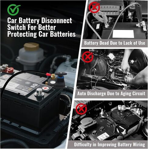 Battery Disconnect Switch 12V/24V, Heavy Duty Car Battery Disconnect Switch Universal Power Cut Off Switches for RV, Truck, Marine, Boat (Rectangle-2Pcs) in Saudi Arabia