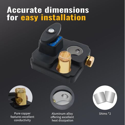 Battery Disconnect Switch 12V/24V, Heavy Duty Car Battery Disconnect Switch Universal Power Cut Off Switches for RV, Truck, Marine, Boat (Rectangle-2Pcs) in Saudi Arabia