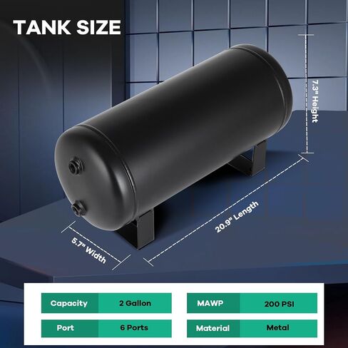 Staytop 2 جالون (8 لتر) 6 موانئ تعليق الهواء ركوب الأكياس القطار Truck Horn Air Tank 200 PSI in Saudi Arabia