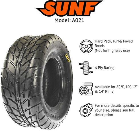 【2】 SUNF 225/45-9 ATV UTV TIRES 225/45X9 PLEENS 6 PLY لـ 9 RIMS - A021 ، Black in Saudi Arabia