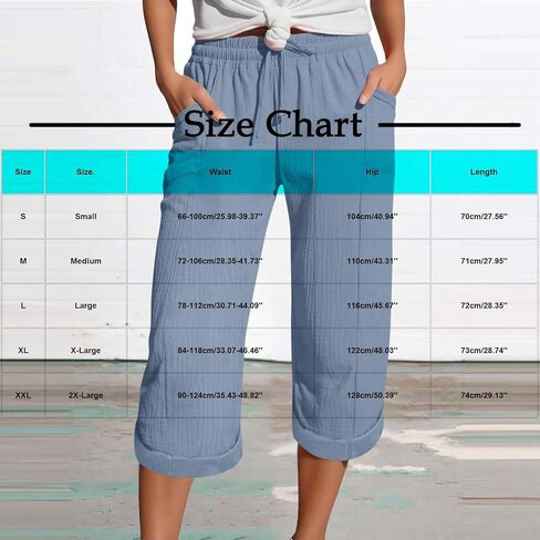 Womens Capris with Pockets Stretch Lightweight Casual Drawstring Wide Leg Pants Cropped Trousers Outdoor Clothes in Kuwait
