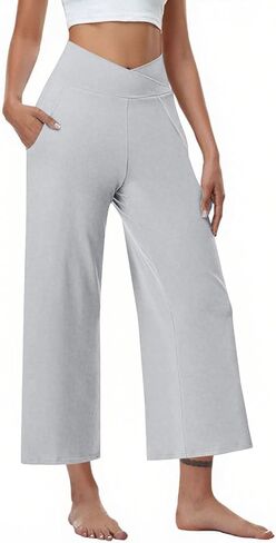 Womens Wide Leg Pants High Waist Loose Flowy Comfy Lounge Palazzo Trousers Stretch Soft Casual Pants with Pockets in Kuwait