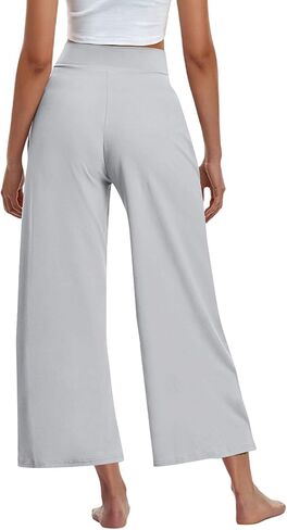 Womens Wide Leg Pants High Waist Loose Flowy Comfy Lounge Palazzo Trousers Stretch Soft Casual Pants with Pockets in Kuwait