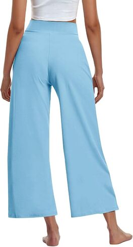 Womens Wide Leg Pants High Waist Loose Flowy Comfy Lounge Palazzo Trousers Stretch Soft Casual Pants with Pockets in Saudi Arabia