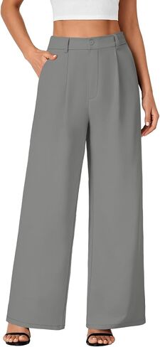Rooscier Women's Wide Leg Pants High Elastic Waisted Business Work Trousers Long Straight Suit Pants in Saudi Arabia