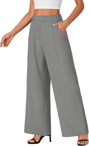Rooscier Women's Wide Leg Pants High Elastic Waisted Business Work Trousers Long Straight Suit Pants in Saudi Arabia