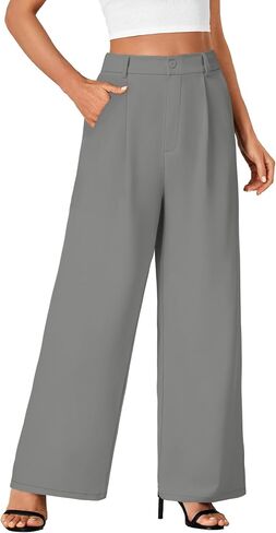Rooscier Women's Wide Leg Pants High Elastic Waisted Business Work Trousers Long Straight Suit Pants in Saudi Arabia