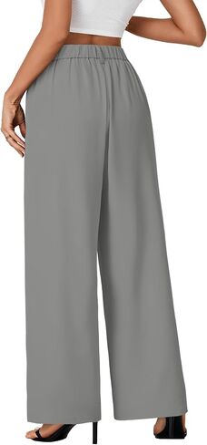 Rooscier Women's Wide Leg Pants High Elastic Waisted Business Work Trousers Long Straight Suit Pants in Saudi Arabia