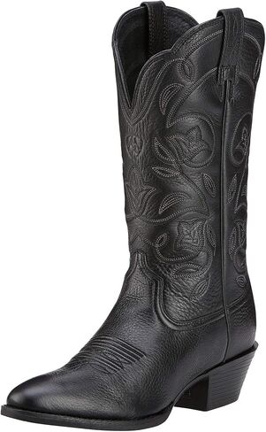Ariat Womens Heritage R Toe Western Boot Black Deertan 5.5 in Saudi Arabia