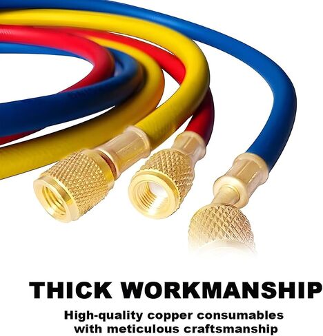 مجموعة قياس مشعب سيارة Besulen R410A ، 3 طريق 1/4 "مركبة الخيط AC مجموعة تشخيص AC مع محول خراطيم 3ft ، Auto HVAC التبريد مقياس شحن R410A R22 R134A R404A ، Universal FIT in Saudi Arabia