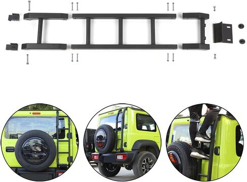 Artudatech Car Aluminium Car خلفية خلفية باب تسلق سلم الأسود ل Suzuki Jimny 2019 2020 2021 2022+ in Kuwait