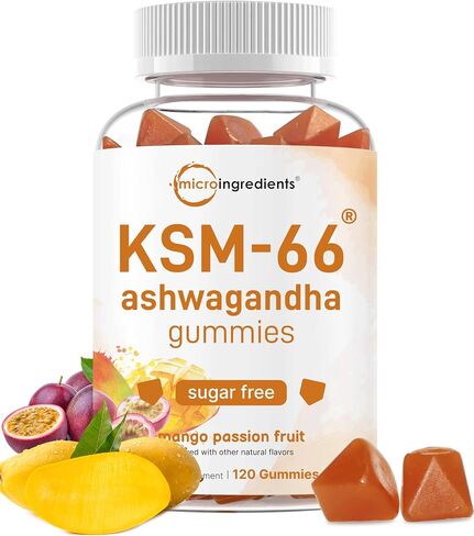 المكونات الدقيقة KSM-66 Ashwagandha Gummies 300mg ، 120 Count | نكهة الفاكهة خالية من السكر المانجو | Ashwagandha للنساء والرجال | مستخلص الجذر القوي | الدعم العشبي للاسترخاء | غير المعدلة وراثيا in Kuwait