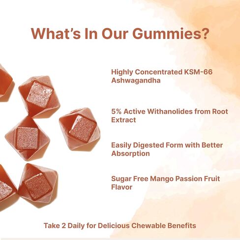 المكونات الدقيقة KSM-66 Ashwagandha Gummies 300mg ، 120 Count | نكهة الفاكهة خالية من السكر المانجو | Ashwagandha للنساء والرجال | مستخلص الجذر القوي | الدعم العشبي للاسترخاء | غير المعدلة وراثيا in Kuwait