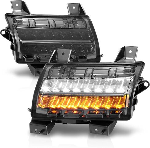 AmeriLite for 2018-2020 Wrangler JL Sport and Sport S Model Halogen Model Only. [Full LED DRL] Sequential Bumper Parking Lamp Turn Signal Smoke Lights Set in Saudi Arabia