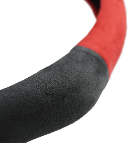 Quick Install Sporty Perforated Nappa Leather Steering Wheel Cover Wrap with Red Circular Trim Universal fit Any 14 ½" to 15" Steering Wheel in Saudi Arabia
