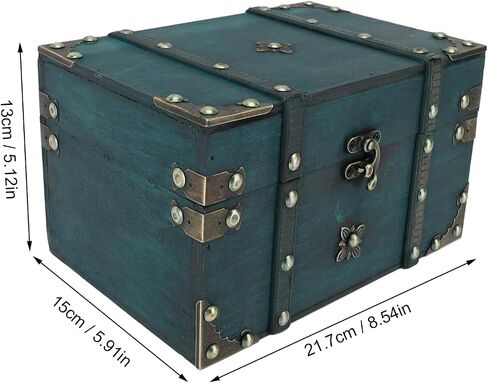 Jewelry Organizer Box Chest Vintage Wooden Decorative Storage Retro Jewelry Storage Box,Decorative Treasure Chest for Jewellery Toy Halloween Bedroom Decor 8.54x5.91x5.12in (Green) in Kuwait