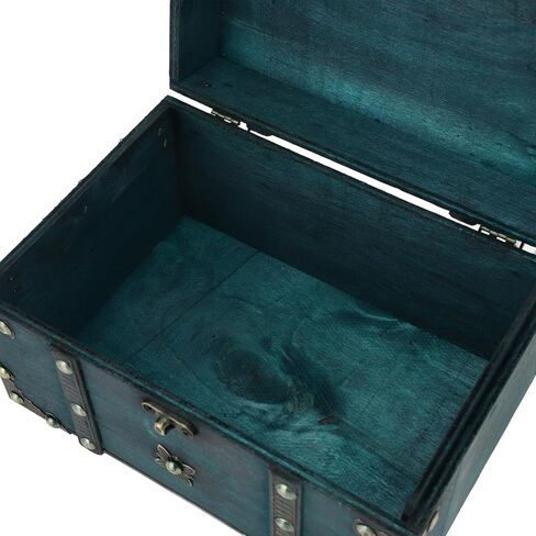 Jewelry Organizer Box Chest Vintage Wooden Decorative Storage Retro Jewelry Storage Box,Decorative Treasure Chest for Jewellery Toy Halloween Bedroom Decor 8.54x5.91x5.12in (Green) in Kuwait