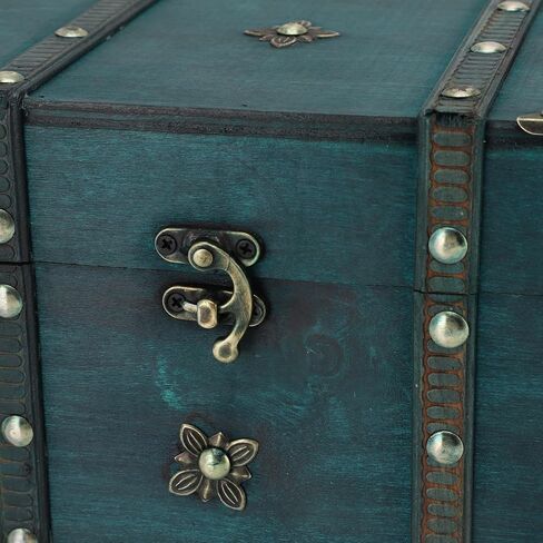 Jewelry Organizer Box Chest Vintage Wooden Decorative Storage Retro Jewelry Storage Box,Decorative Treasure Chest for Jewellery Toy Halloween Bedroom Decor 8.54x5.91x5.12in (Green) in Kuwait