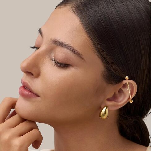 Hopply Industrial Piercing Jewelry 14G Surgical Steel Industrial Piercing Barbell Earring with CZ/Cross Body Piercing Cartilage Earring Jewelry 1 1/2 Inch 38mm for Women Men in Saudi Arabia