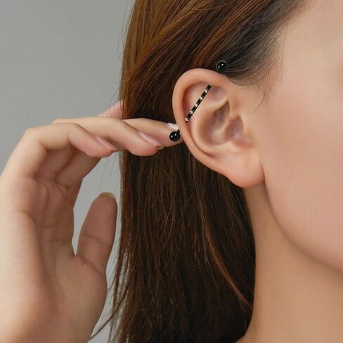 Hopply Industrial Piercing Jewelry 14G Surgical Steel Industrial Piercing Barbell Earring with CZ/Cross Body Piercing Cartilage Earring Jewelry 1 1/2 Inch 38mm for Women Men in Saudi Arabia