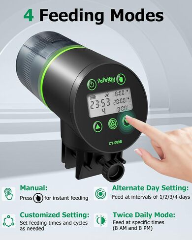 Automatic Fish Feeder for Aquarium - Fish Feeder Automatic Dispenser with Feeding Ring, Moisture-Proof Auto Fish Feeder with Timer, Fish Food Vacation Feeder with 2 AAA Batteries Included in Kuwait