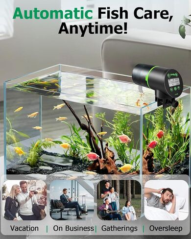 Automatic Fish Feeder for Aquarium - Fish Feeder Automatic Dispenser with Feeding Ring, Moisture-Proof Auto Fish Feeder with Timer, Fish Food Vacation Feeder with 2 AAA Batteries Included in Kuwait