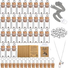 30 Pcs Mustard Seed Necklace Christian Charms Includes 0.5ml Tiny Glass Bottles with Cork and Cards Mustard Seed Gift Christian Gifts for Woman Church Baptism, Not Include Seeds (Classic) in Saudi Arabia