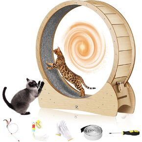 Cat Wheel, Large Cat Exercise Wheel with Carpeted Runway, Cat Treadmill with Ultra Low Noise, Running Wheel for Indoor Cats Weight Loss, Cat Hamster Wheels, Kitty's Gifts for Cat Lovers in Saudi Arabia