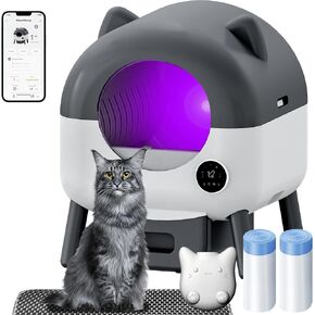 Self-Cleaning Cat Litter Box 80 Count Drawstring Cat Litter Box Liners 26" x 13", Automatic Cat Litter Box Self Cleaning, Large Smart Cat Litter Box Liners（4 Packs/80 Counts） in Kuwait