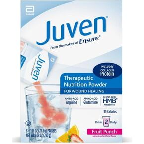Juven Therapeutic Nutrition Drink Powder Including Collagen Peptides, Amino Acids, and HMB for Wound Healing Support, Fruit Punch, 8 Packets in Saudi Arabia
