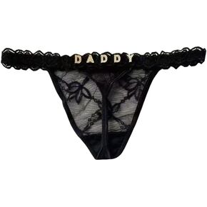 2-Pack Personalized Rhinestone Name Lace Panties - Women's Custom Lettered Panties, Suitable for Girlfriend, Valentine's Day Gift Black in Saudi Arabia