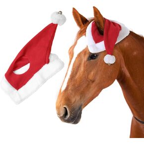 Santa Hat Fleece Horse Fly Ear Bonnet for Christmas Parade Horse Costume Holiday in Saudi Arabia