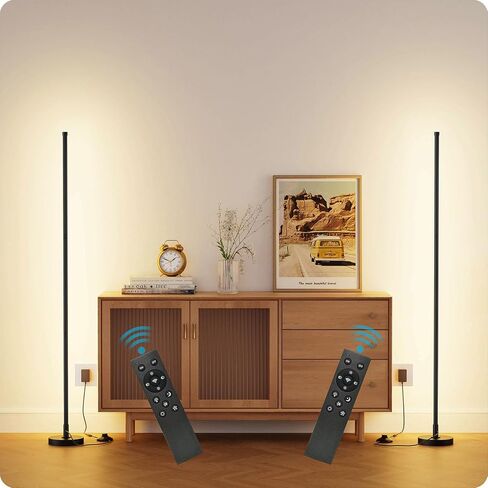 Corner Lamp, Minimalist Led Lamp with Remote Control, Dimmable Corner Light,18 W Floor Lamp Perfect for Living Room, Bedroom, Home Office, 7 Color Temperature 3000K-6000K (Black). in Saudi Arabia