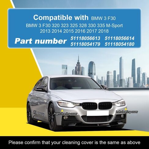 Car Front Bumper Headlight Washer Nozzle Cover Cap Compatible with BMW 3 F30 320 323 330 335 M-Sport 2013 2014 2015 2016 2017 2018 Headlight Cleaning Cover 51118056613 51118054179 Water Spray Cover in Saudi Arabia