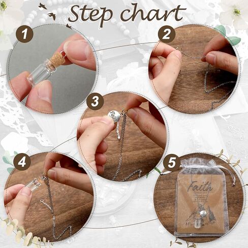 30 Pcs Mustard Seed Necklace Christian Charms Includes 0.5ml Tiny Glass Bottles with Cork and Cards Mustard Seed Gift Christian Gifts for Woman Church Baptism, Not Include Seeds (Classic) in Saudi Arabia