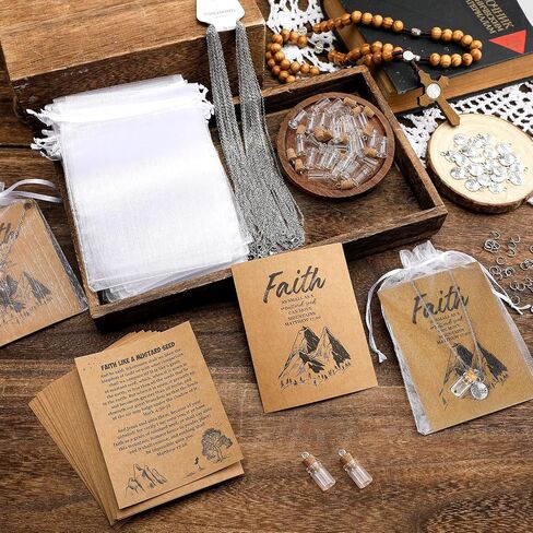 30 Pcs Mustard Seed Necklace Christian Charms Includes 0.5ml Tiny Glass Bottles with Cork and Cards Mustard Seed Gift Christian Gifts for Woman Church Baptism, Not Include Seeds (Classic) in Saudi Arabia