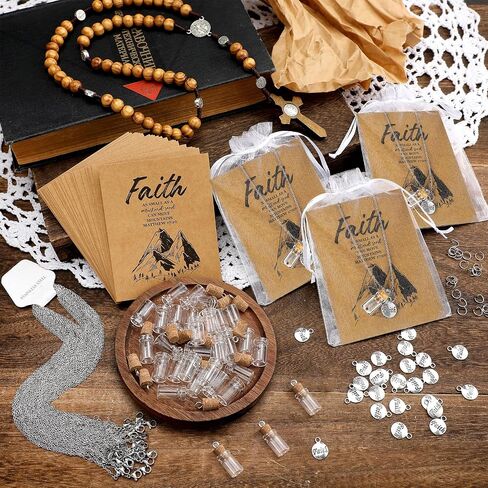 30 Pcs Mustard Seed Necklace Christian Charms Includes 0.5ml Tiny Glass Bottles with Cork and Cards Mustard Seed Gift Christian Gifts for Woman Church Baptism, Not Include Seeds (Classic) in Saudi Arabia