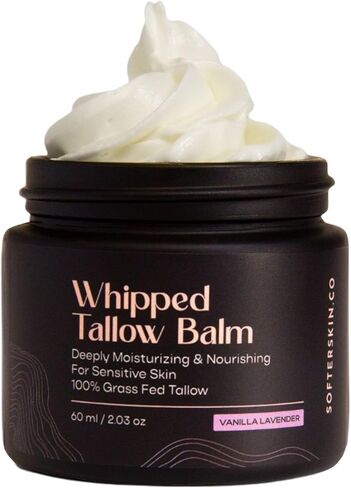 Beef Tallow for Skin (Unscented 2 oz) - Whipped Tallow Balm for Face and Body - Natural Moisturizer for Sensitive Dry Skin - Handmade Body Butter - 100% Grass-Fed - Gentle Skincare Cream - Belly Butter Lotion in Saudi Arabia