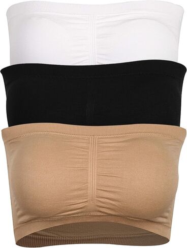 حمالة صدر أساسية للنساء من BINACL، مريحة بدون حمالات، مبطنة بدون سلك داخلي، ملابس داخلية غير مرئية، طبقة أساسية، حمالة صدر نوم متعددة الاستخدامات، 3 قطع دانتيل أسود + بيج + أبيض M in Kuwait