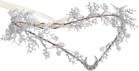 Mostory Woodland Flower Elf Crown - Floral Moon Headpiece for Forest Fairy Costume Women Renaissance Faire Fantasy Cosplay in Saudi Arabia