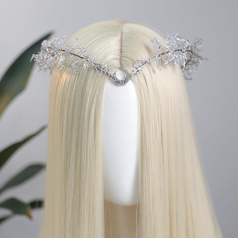 Mostory Woodland Flower Elf Crown - Floral Moon Headpiece for Forest Fairy Costume Women Renaissance Faire Fantasy Cosplay in Saudi Arabia